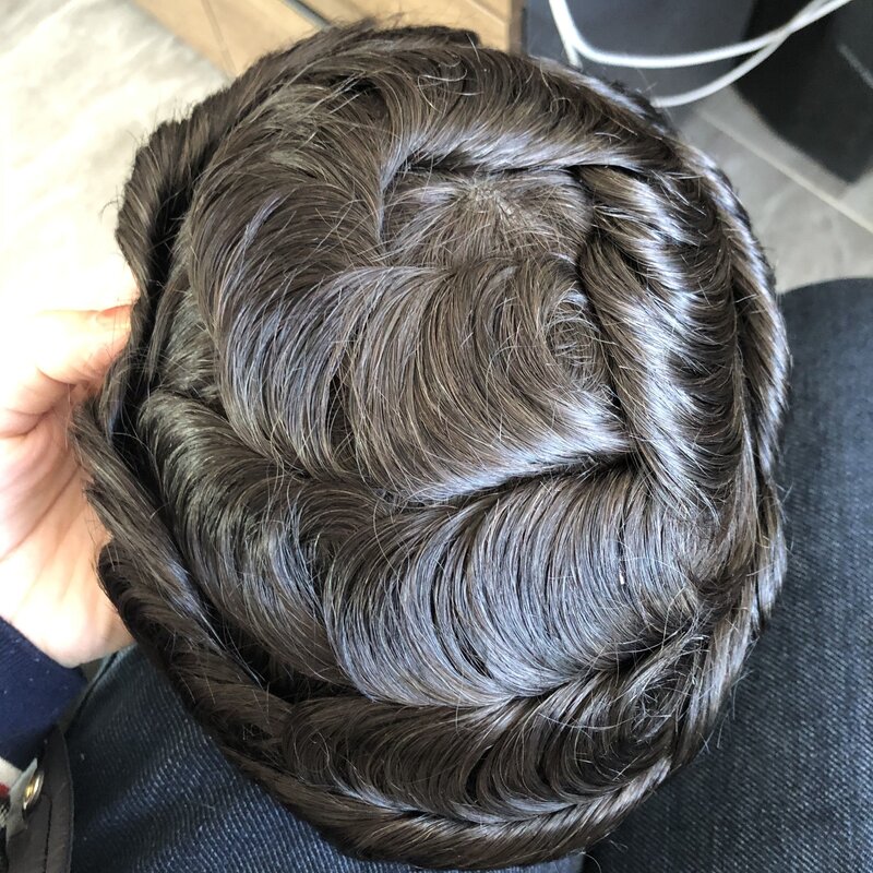 Парик мужской карамель из натуральных человеческих волос, недорогой Невидимый парик с полной полиуретановой основой, естественный Протез для волос