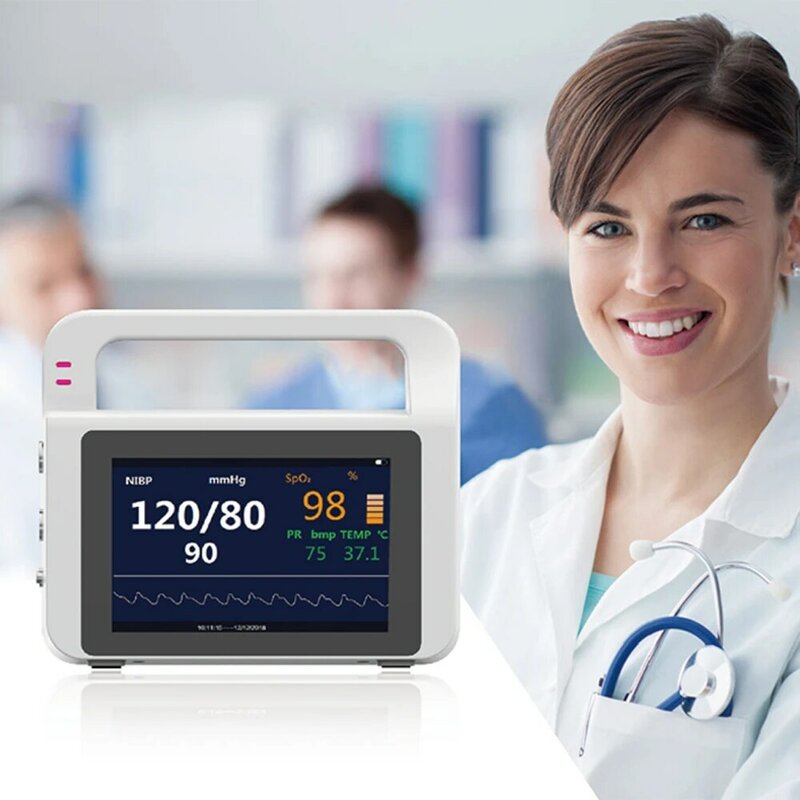 Monitor veterinario para pacientes, pantalla táctil portátil de 5 y 7 pulgadas, opcional para capnografo ETCO2, IBP, Montior