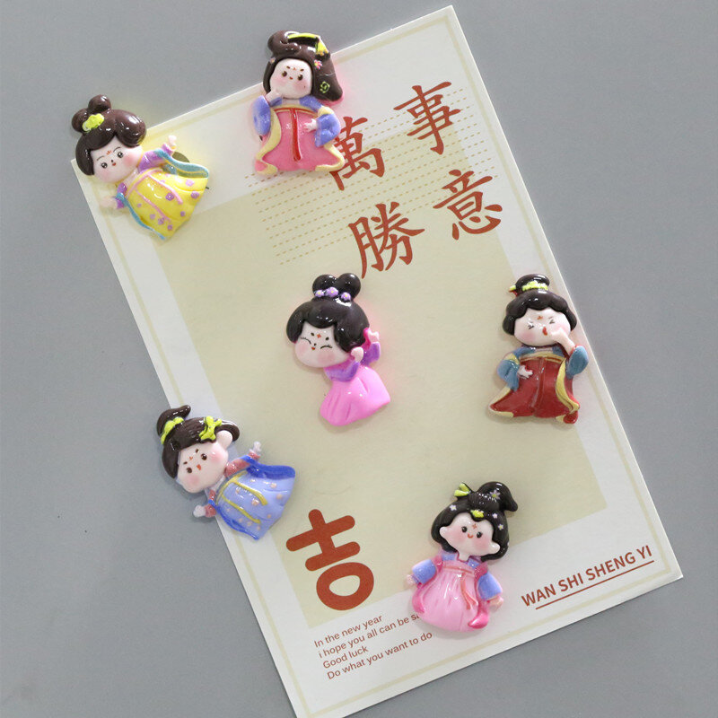 Estilo chinês Dinastia Tang Beleza Retro Adorável Frigorífico Magnet Mensagem, adesivos magnéticos, lembranças turísticas, Decoração da casa