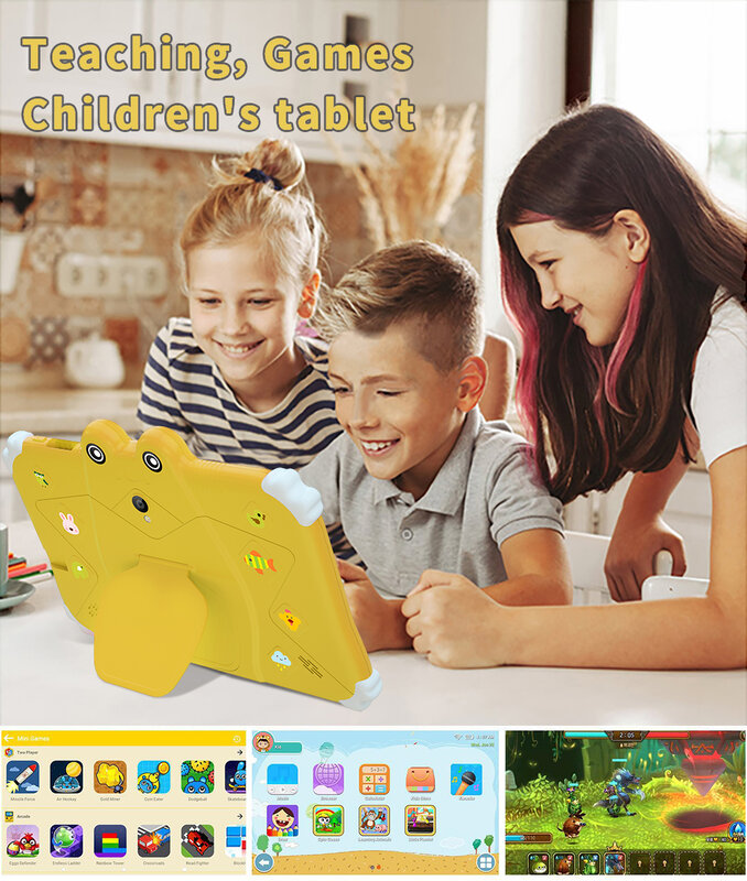 تابلت ألعاب صغير للأطفال ، ذاكرة رام 4 جيجابايت ، ذاكرة روم 64 جيجابايت ، أندرويد 12 ، يدعم تعلم جوجل ، التعليم ، 47 بوصة ، جديد ،