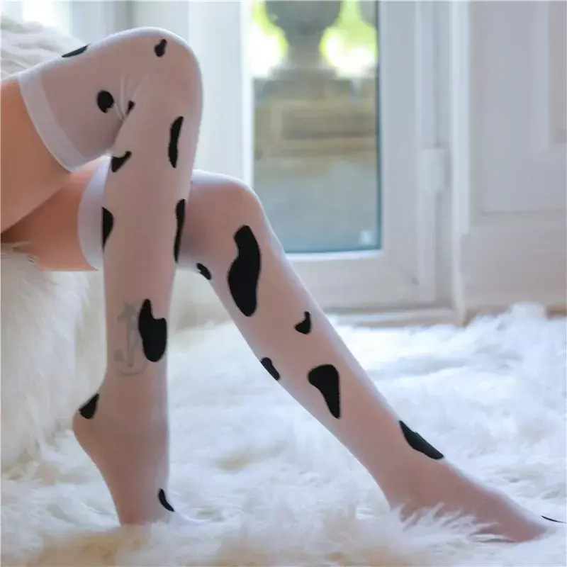 5 Pairs Thigh Knee High Cow Goat Print Socks for Women Girls Stocking Over The  Animal Costumes Cosplay Props