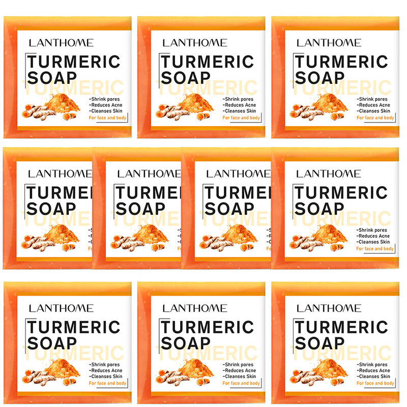 Lanthome Kurkuma Vitamine E Whitening Zeep Bar Kit Reinigt Huid Vermindert Acne Verfijning Poriën Zachte Handgemaakte Gladde Huidverzorging