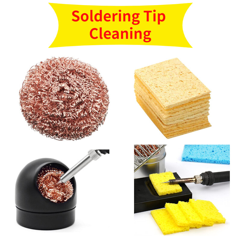 Limpiador de esponja de limpieza, boquilla de punta de hierro para soldar, bola limpiadora de alambre de cobre para limpieza de soldadores y herramientas de reparación de limpieza de puntas