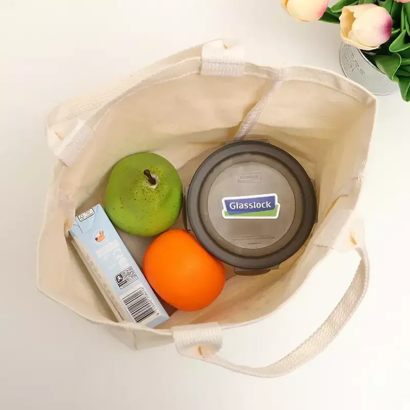CTB2 nowa torba na Lunch płócienne pudełko na piknik bawełniana tkanina małymi dłońmi torebka pojemnik na przechowywanie żywności