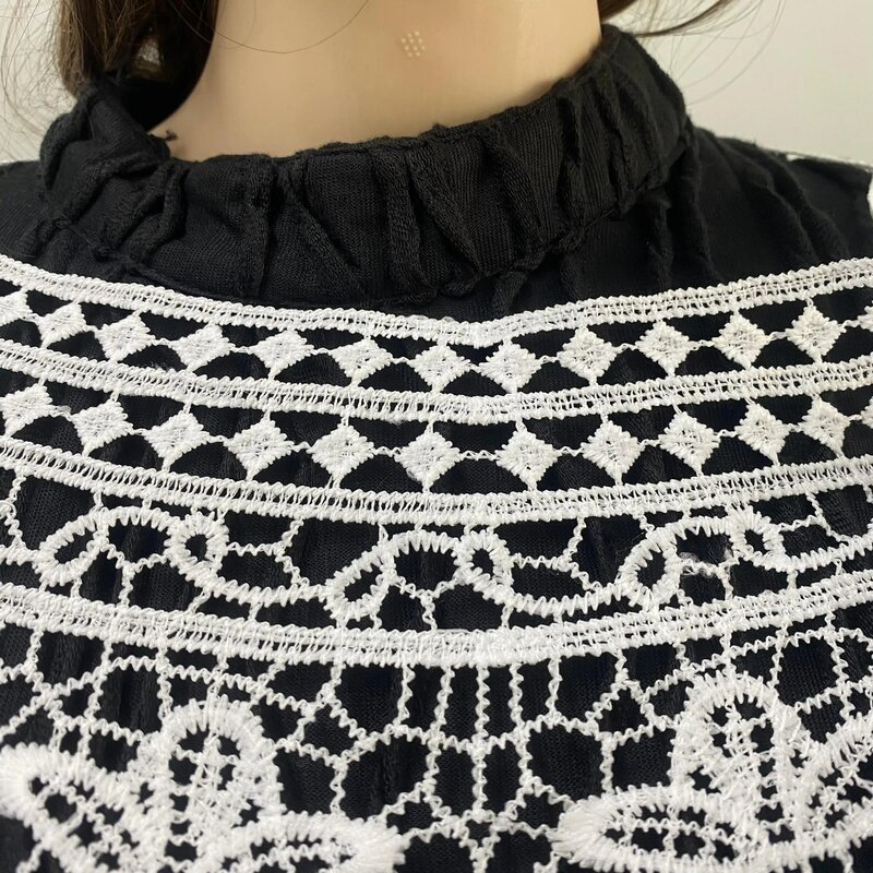 Stylowa dzianinowa dziurawa elegancka, oddychająca peleryna z pulowerem w jednolitym kolorze, dopasowana na co dzień koszula w stylu Cheongsam