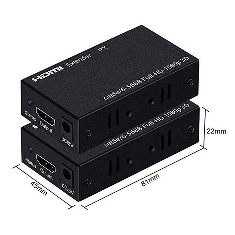 Ethernet RJ45 Extender Repeater 60M 1080P, konverter transmisi untuk PC Loptop Monitor TV HDMIcompatible Extender melalui Cat5e/6 kabel
