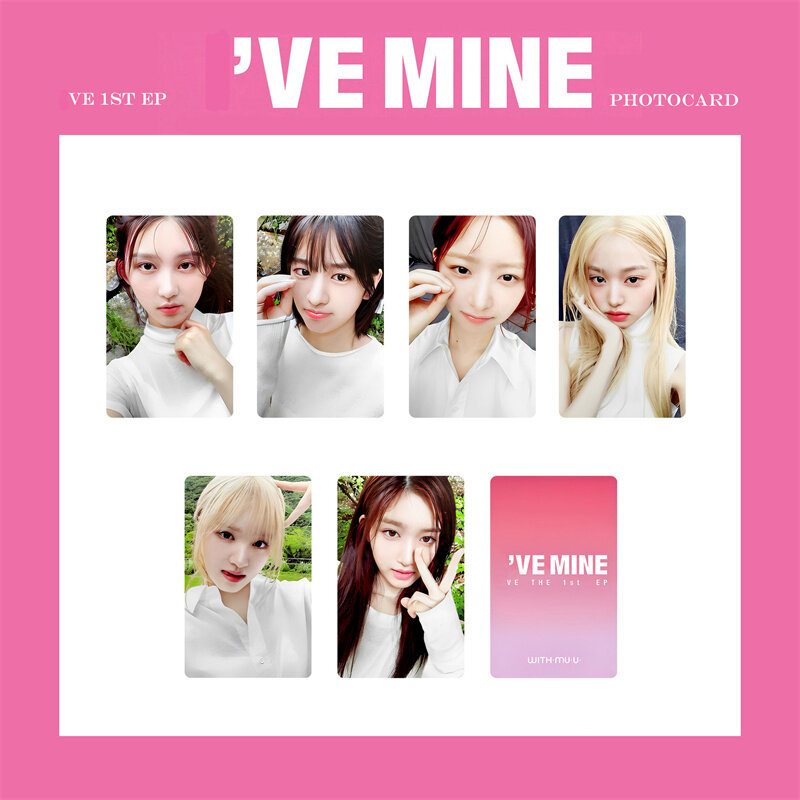 6 buah kacamata KPOP IVE 1st EP Idy MINE, Album baru kartu LOMO anak perempuan grup Wonyoung kacamata bulat LIZ Rei Leeseo Yujin kartu pos kartu foto