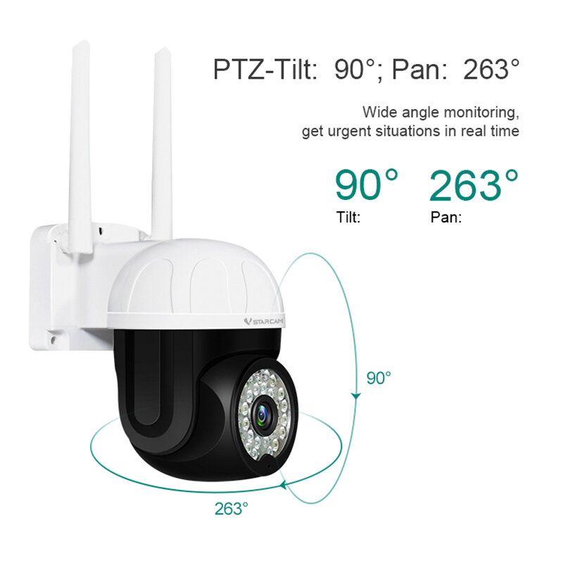 Vstarcam – caméra de sécurité extérieure IP 3MP HD, dispositif de sécurité sans fil, étanche à l'eau et à la poussière, Vision nocturne, pour maison intelligente, avec application pour téléphone