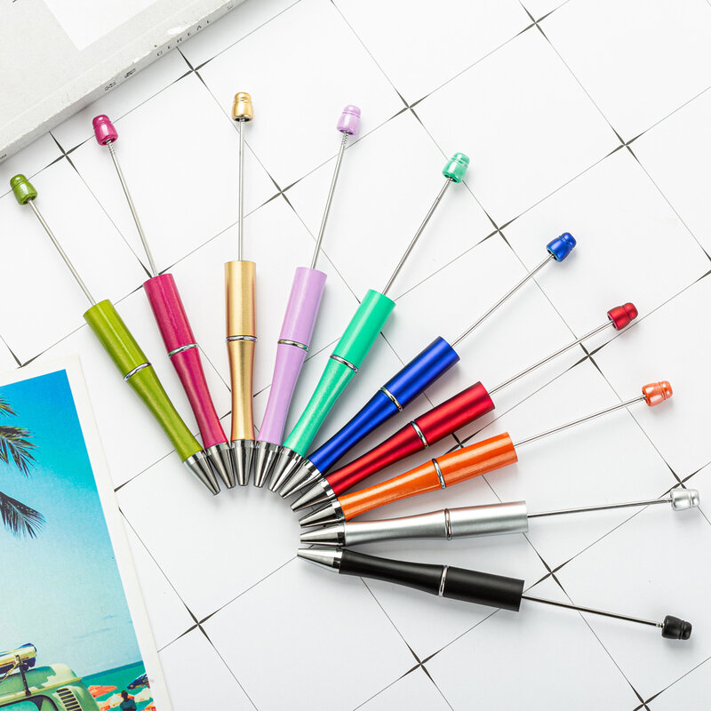 25 Stuks Plastic Beadable Pen Creatieve Diy Kralen Balpen Met As Zwarte Inkt Briefpapier School Kantoor Kids Gift
