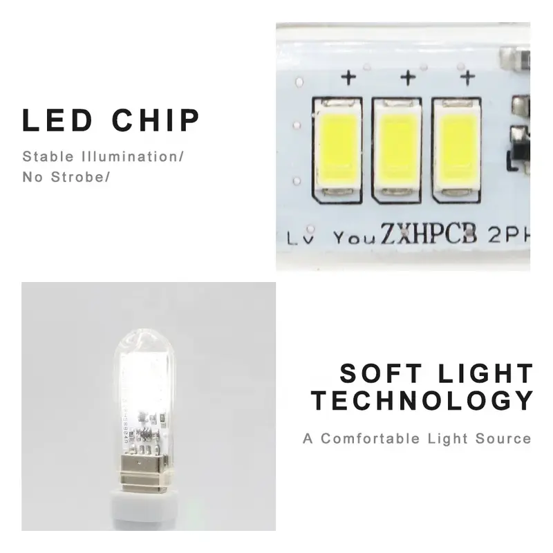 Mini luz LED con Interruptor táctil USB, lámpara de lectura de escritorio, luces nocturnas flexibles portátiles, 1,5 W, DC5V, rojo, azul, verde, blanco