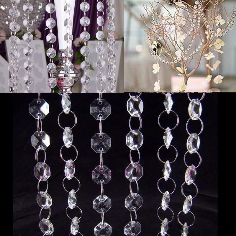 Cortina acrílica do grânulo do cristal para a porta, gotas transparentes, diamante-dado forma, decorações do partido
