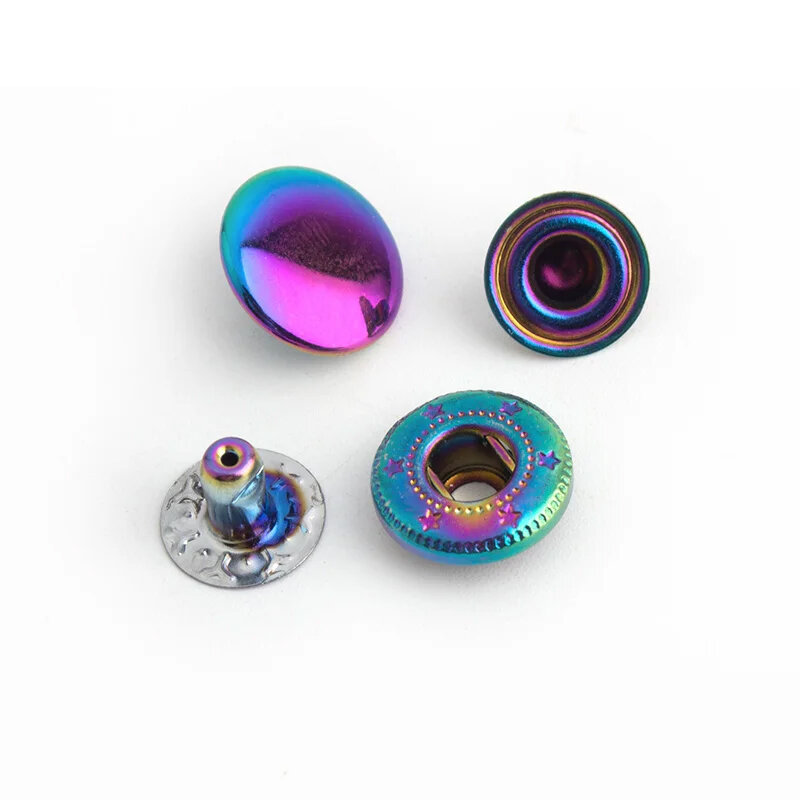 20-100 conjuntos arco-íris 12mm 10 cores de cobre snap prendedor botão de imprensa para roupas mochilas decorativo fivela botão de pressão metal