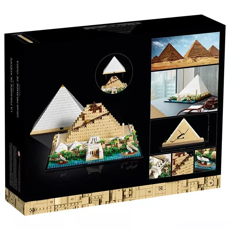 재고 기자의 피라미드 모형 빌딩 블록 세트, 21058 호환 DIY 조립 벽돌, 어린이 장난감, 생일 선물, 1476 개