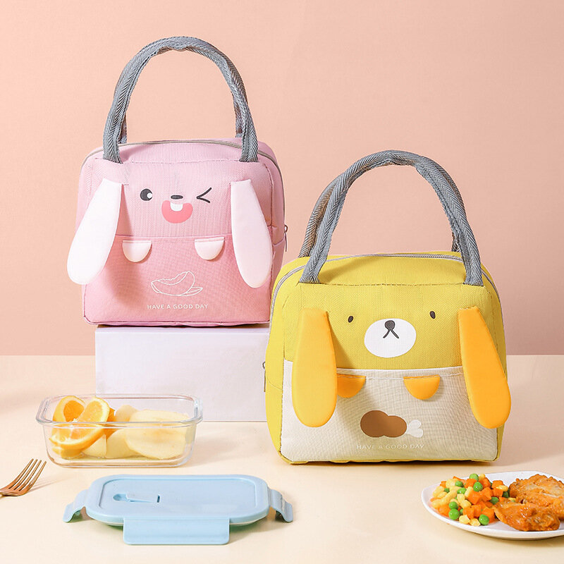 Children Lunch Bags Kids Cartoon Cute Bento Bag Oxford Cloth Insulation Bag Elementary Mother Kids Bags Portable Insulation Bag
