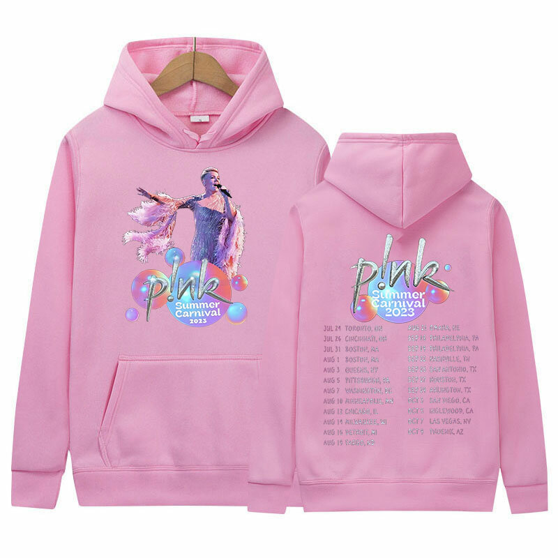 P!nk Pink Singer Summer Carnival 2024 Tour felpa con cappuccio uomo donna Retro estetica Fashion Pullover felpa Hip hopoversize con cappuccio