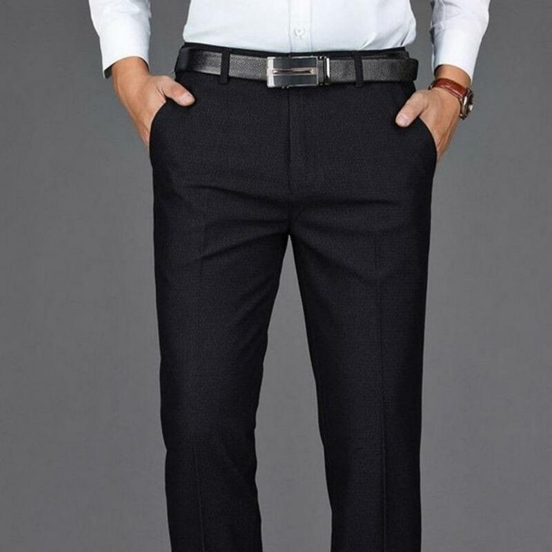Męskie letnie spodnie garnitur w stylu Business Casual męskie proste nogawki formalne spodnie formalne na wesele garnitur spodnie długie spodnie odzież męska