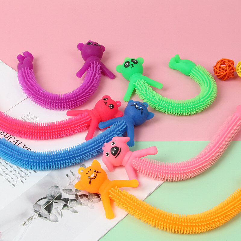 Gato criativo e Panda TPR Stretch Rope Decompression Toy para crianças, ventilação do autismo, brinquedos de alívio do estresse, brinquedos engraçados para crianças e adultos, 25cm, 1pc