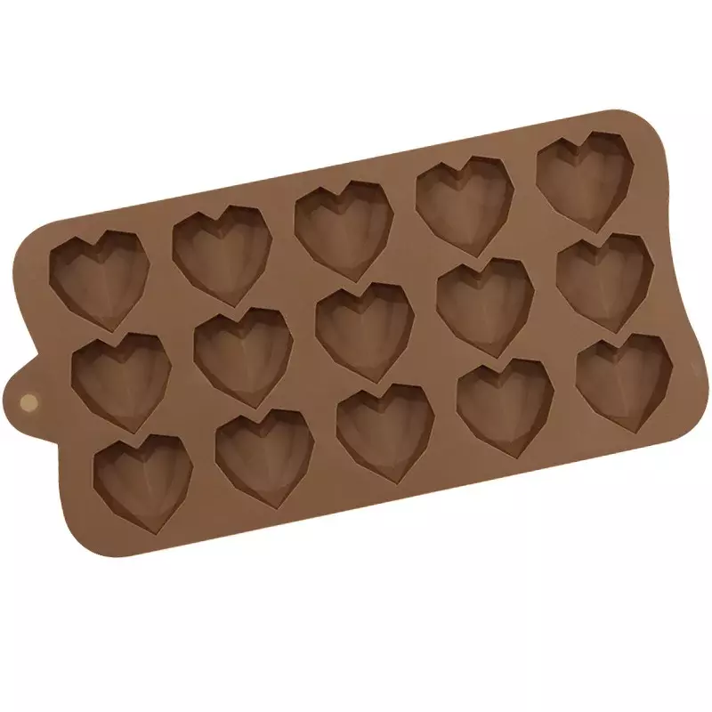 15 Compartments Diamond Heart Silicone Chocolate Mold DIY Cake Accessories Kitchen Ice Cubes Biscuit Pastry Manual Baking Mould