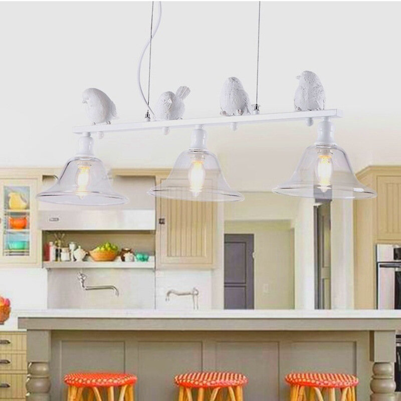 3หัว Nordic ร้านอาหาร Bird โคมไฟติดเพดานโมเดิร์นเรียบง่ายระเบียงเหล็ก Cafe LED ตกแต่งไฟตกแต่งสวน