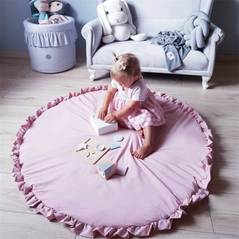 Круглый однотонный кружевной игровой коврик INS, коврик для ползания, коврик для детской комнаты, декоративное одеяло для детской комнаты