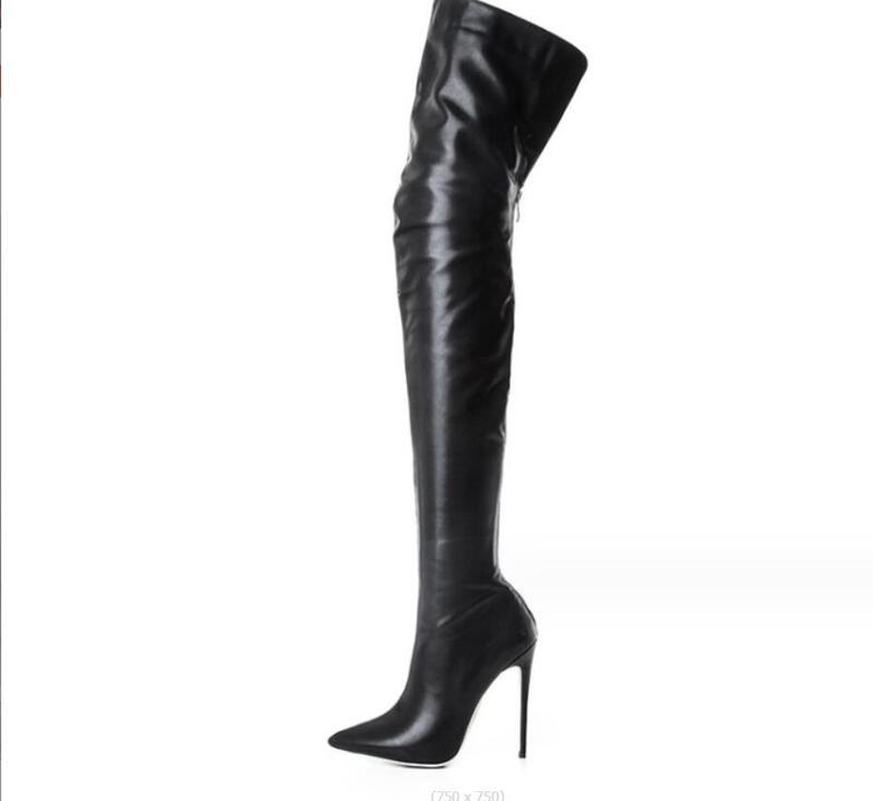 NewFashion Sexy slim high heels knee high boots women's Classic pointed toe Performance shoes Winter women's Over the knee boots
