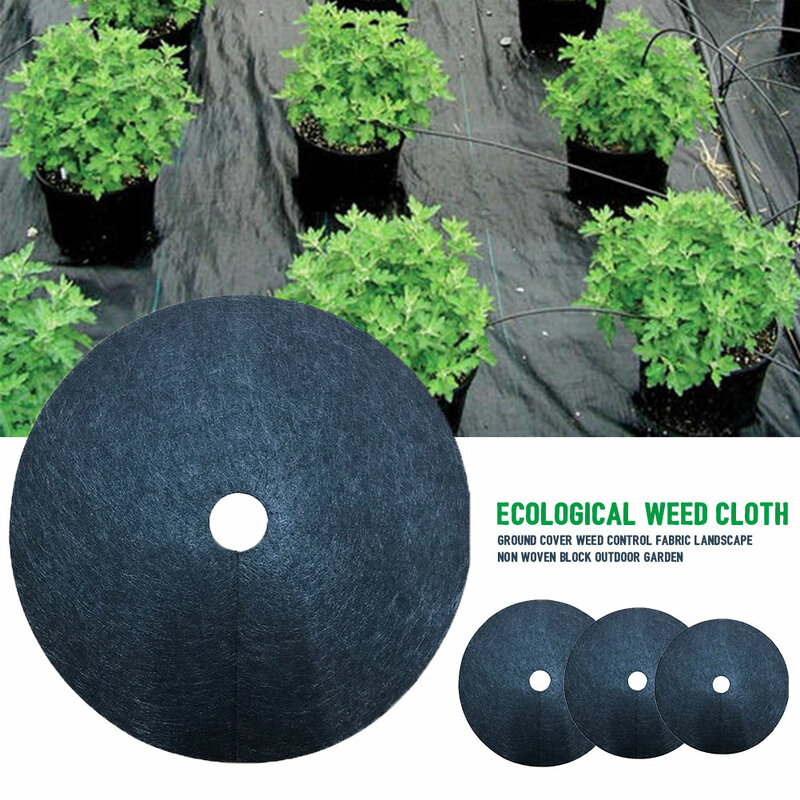 10pcs Degradable Round Landscape Mulch Outdoor Garden Moisturizing Orchard Ground Cover Block Non Woven Weed Control Fabric Tree