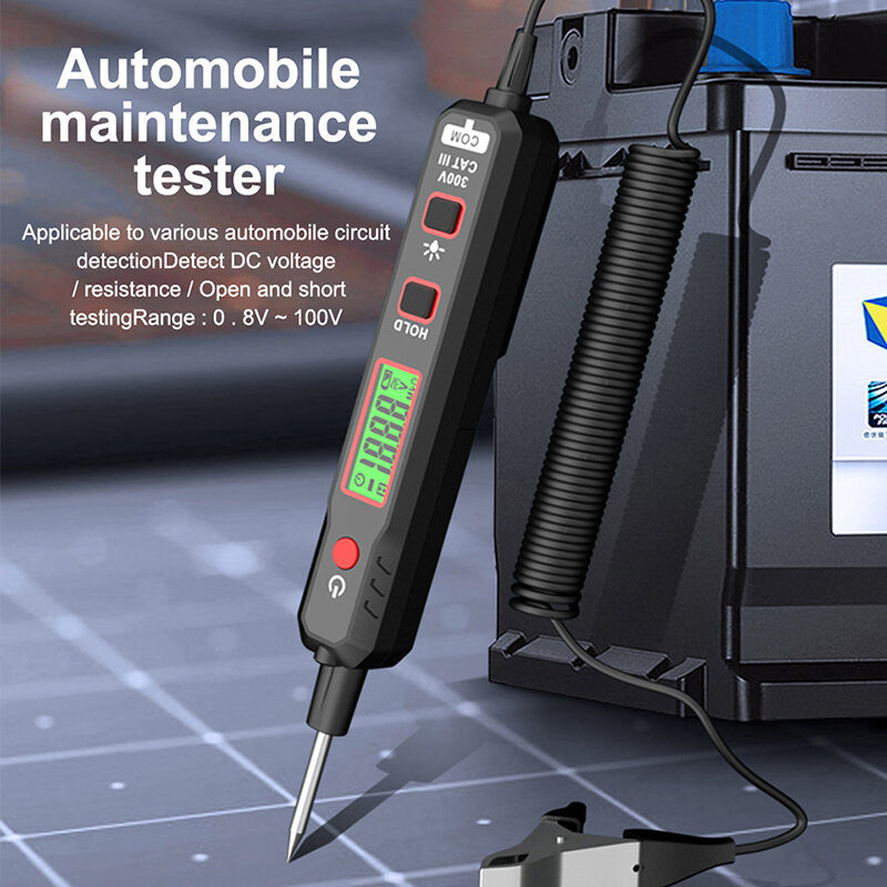 HT86A Car Voltage Detector Pen Automobile Fault Maintenance Circuit Tester Digital Backlight Car Fuse Diagnostic Probe Test Pen