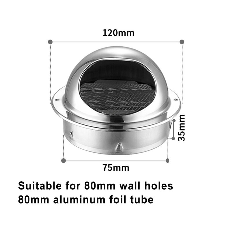 Tappo di sfiato Versatile tappo di sfiato esterno in acciaio inossidabile adatto per essiccatori prese d'aria e sistemi di ventilazione del bagno