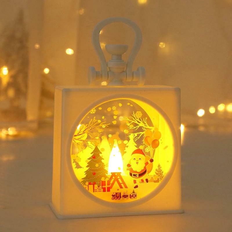 Christmas LED Night Table Lamp With Flameless Candle Outdoor Hangings Christmas Lantern Portable Hanging Lanterns For home