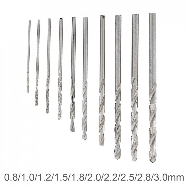 10 pcs High Speed Metric HSS Twist Drill Bits Coated Set 0.8mm - 3.0mm Stainless Steel Small Cutting Resistance for Hole Punch