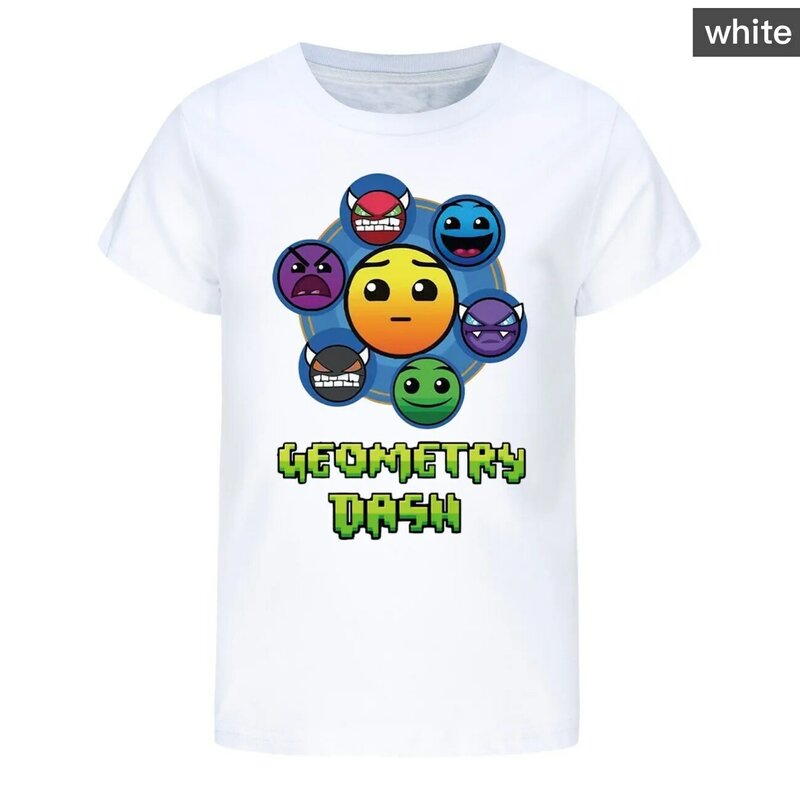 Game Geometry Dash T Shirt Print Cartoon Casual Summer Children Short-sleeved T-shirt Kids Clothes Boys T Shirt Cotton