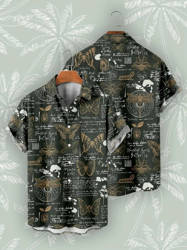 Hawaiian Shirts For Men's Skull Summer Casual Short Sleeve Y2k High Quality Oversized Streetwear Vintage Beach Tops Clothing