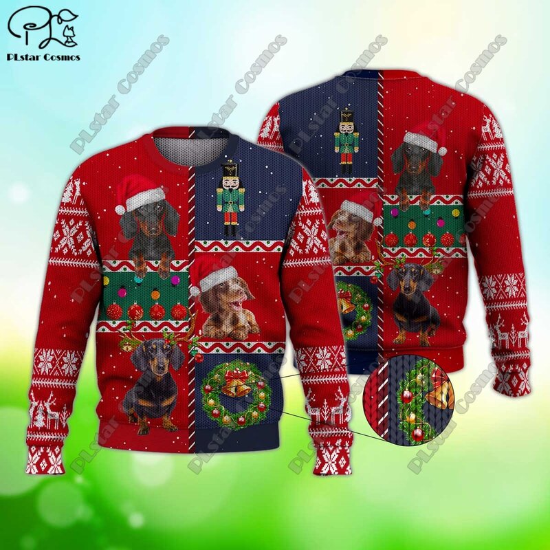 PLstar Cosmos-Natal Series Sweater, suéter feio, 3D Impresso Padrão, Casual, Rua, Inverno, Novo, S-2