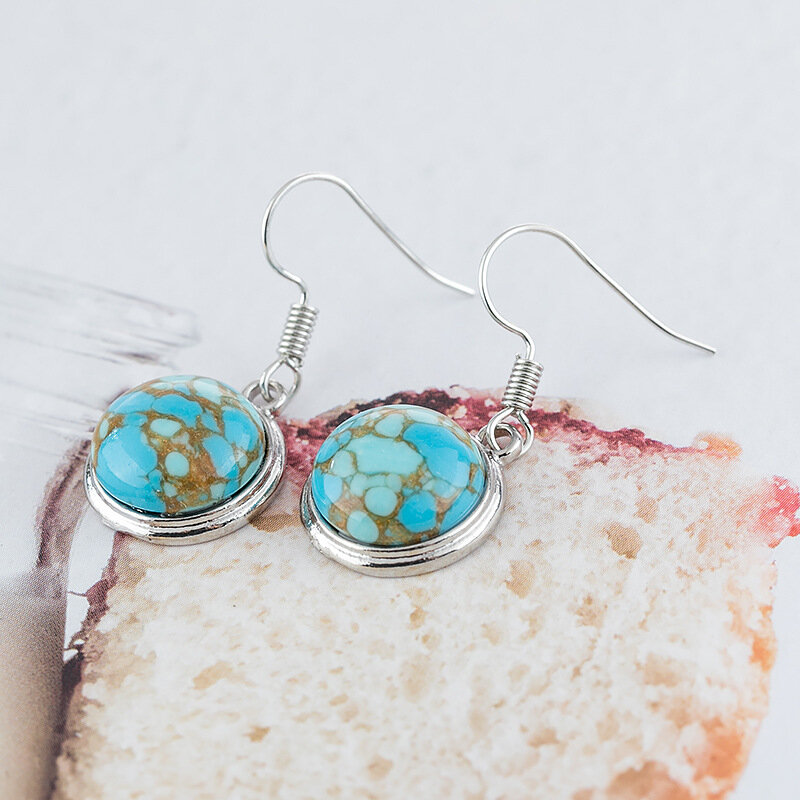 2024, Fashion, Round, Blue, Exquisite Jewelry, Versatile, Men's and Women's, Gifts, Love, Charming Earrings