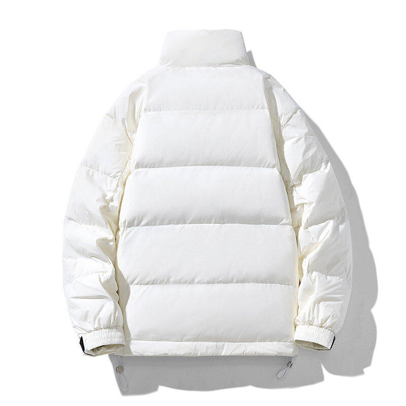 Куртка мужская зимняя на белом утином пуху, Повседневная теплая однотонная парка с воротником-стойкой, на молнии, с карманами, уличная одежда