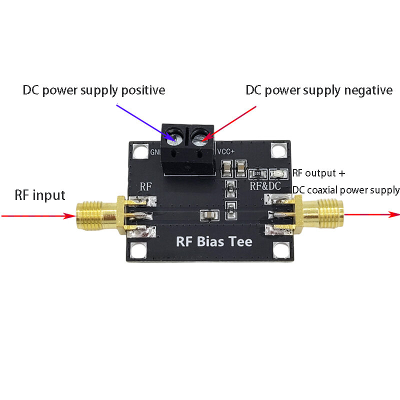 RF DC مانع محوري biaser ، تغذية محورية ، تردد 30m-3Ghz