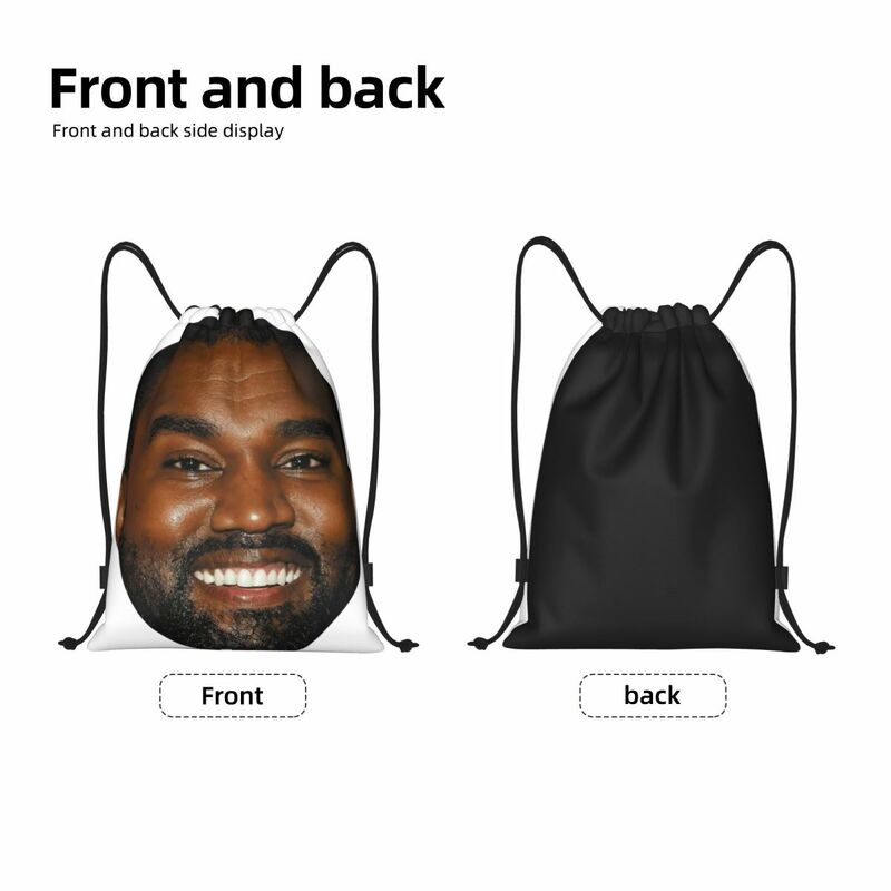 กระเป๋าเป้สะพายหลัง Kanye West Meme กระเป๋าเป้สะพายหลังแบบเชือกรูดที่มีน้ำหนักเบาผู้ผลิตเพลงแร็ปเปอร์ยิมกระเป๋าเป้สะพายหลังสำหรับการเดินทาง