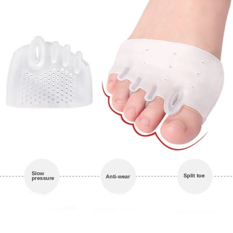 2pcs Silicone Toe Separator Hallux Valgus Corrector Bunion Orthotics Protector Pain Relief Forefoot Pad Socks Foot Care Pedicure