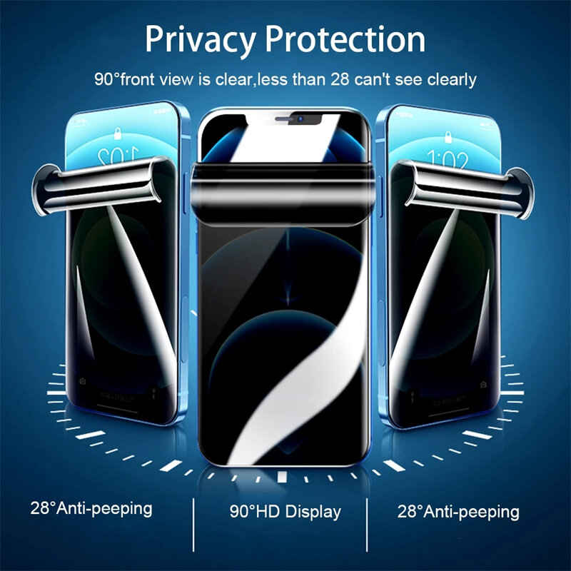 Pellicola idrogel Anti-spia 3 pezzi per iPhone 13 12 15 11 14 Pro Max 7 8 Plus proteggi schermo Privacy per iPhone 13 Mini XS MAX X XR