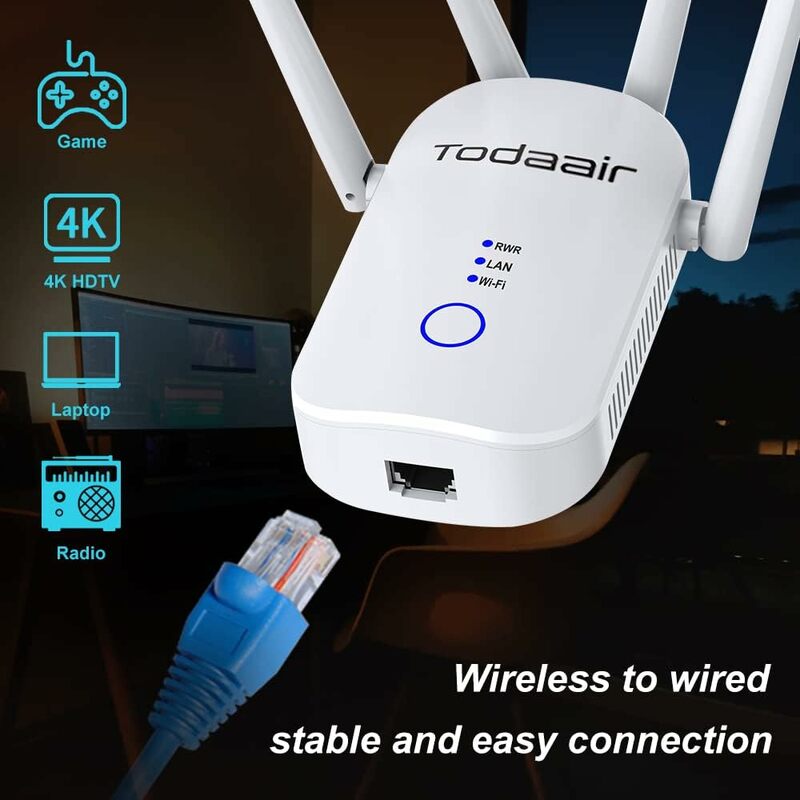 WiFi Extender Signal Booster for Home，WiFi Booster and Signal Amplifier，Internet Booster，Up to 1200Mbps Dual Band WiFi Repeater,