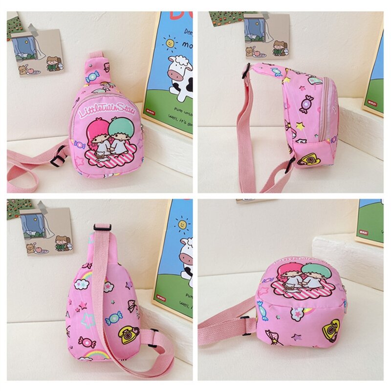 Anime 산리오 가방 Hello Kitty Sanrio Children Chest Bag Kuromi Pochacco Messenger Bags Cinnamoroll Pompompurin Backpack for Kids Gift