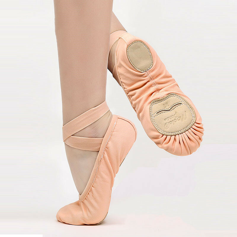 Sepatu Dansa Bebas Renda Kain Elastis Penuh Sepatu Latihan Sol Lembut Wanita Sepatu Cakar Kucing Dewasa Sepatu Balet Tubuh