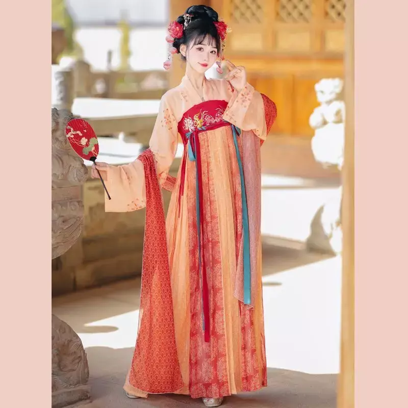 Vestido chino tradicional bordado Hanfu para mujer, conjunto fino de falda de Cosplay, superhada diaria, primavera y verano, 2024