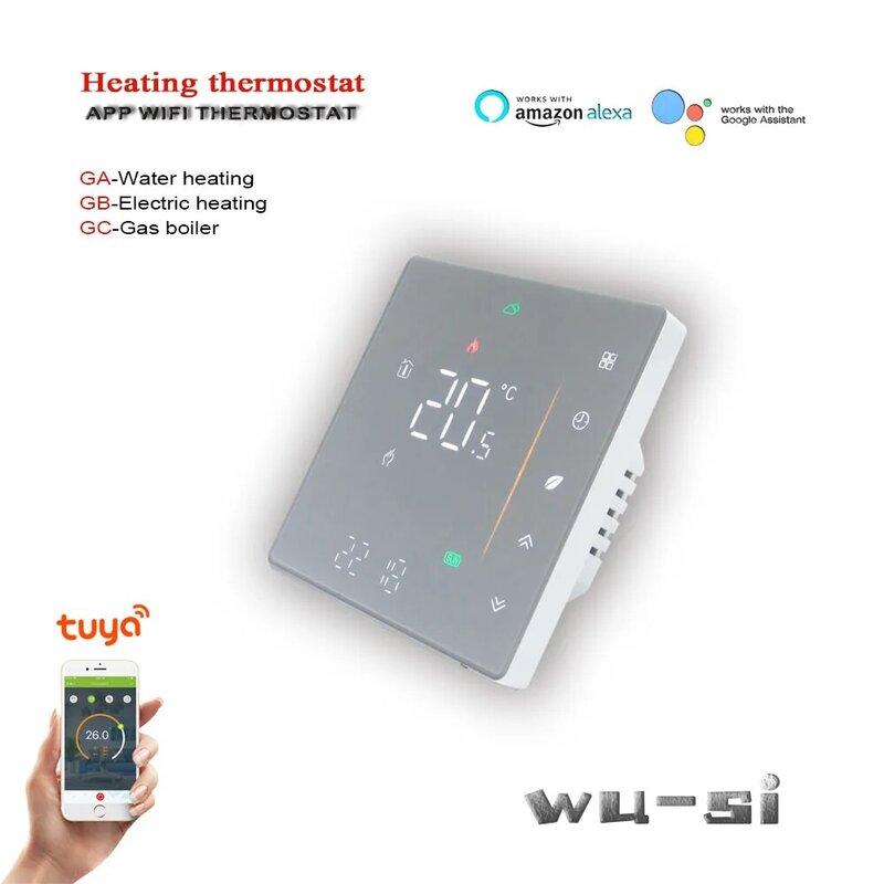 Thermostat wifi au sol pour la maison, intelligent, contrôleur de température pour l'eau, le chauffage électrique et la chaudière à gaz, fonctionne avec Alexa google home