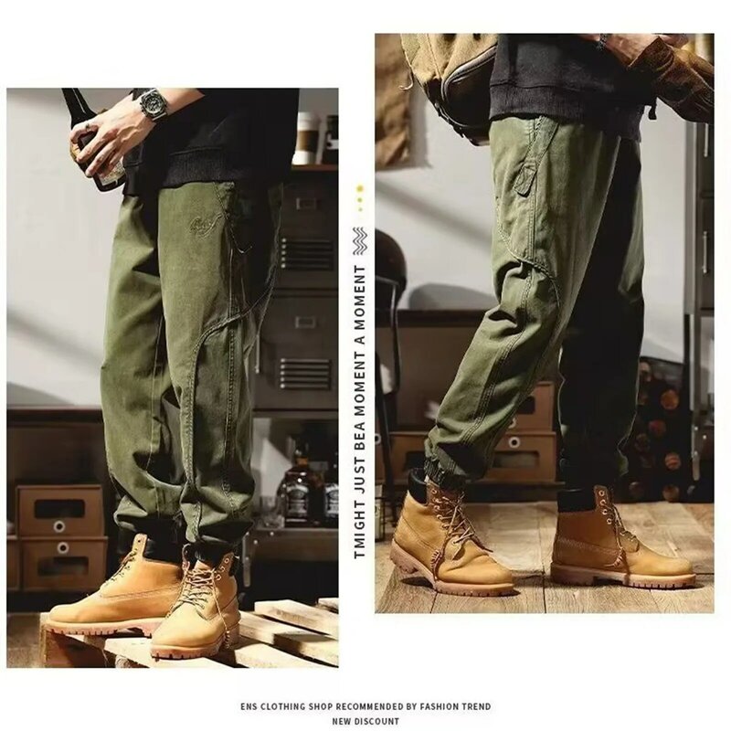 2024 Fashion Male Y2k Harlan Pants Loose Casual Men's Work Minimalist Versatile Youth Drawstring Slim Pants Streetwear