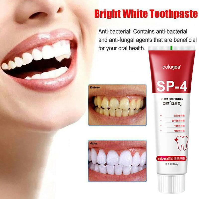 Pasta de dientes blanqueadora probiótica Sp-4, pasta de dientes de tiburón para el cuidado de los dientes, previene la pasta de dientes, aliento blanqueador Oral R4e9, 100g