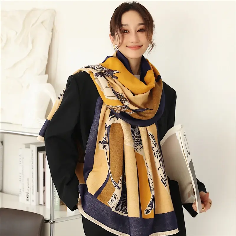 2022 Women Scarves Warm Shawls And Wraps Fashion Winter Cashmere Scarf Thick Blanket Bufanda Ladies Pashmina Hijab Long Echarpe