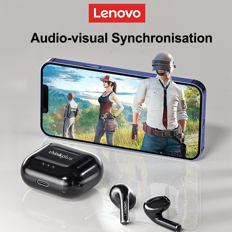 Lenovo LP40 Plus earphone Bluetooth Headset nirkabel headphone pengurang kebisingan 230mAh HiFi Stereo earbud olahraga dengan mikrofon