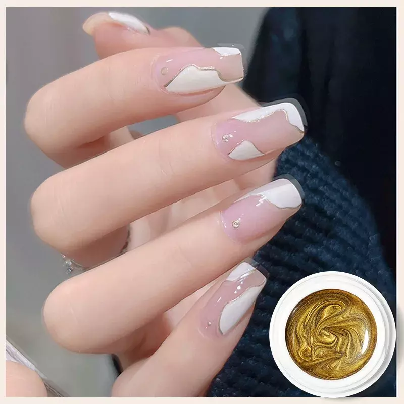 6 Color Metal Effect Nail Gel Painted Glue Phototherapy Glue Gold and Silver Drawing Waterproof DIY Glue Nail Polish Design 5ml