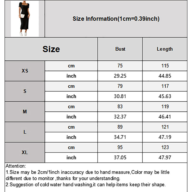 Women's Casual Dress Square Neck Short Sleeve Slit Thread Dress Women's Solid Color Slim Dress Mid-length Casual Dress 2024